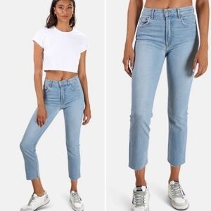 GRLFRND Reed High Rise Slim Crop Jeans Holding